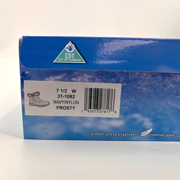 Easy Street Frosty Waterproof Ankle Boots Size 7.5W Navy Blue Faux Fur - Picture 15 of 16